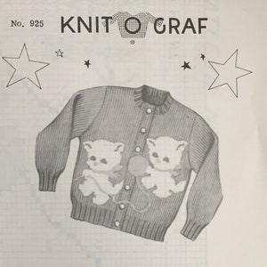 Knit-O-Graf #925 Vintage Kitten Vintage Sweater Pattern (Sold by Owner)