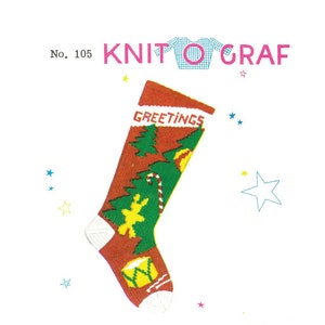 PDF Knit-O-Graf Tree Stocking #105 Knitting Pattern - Print at Home!