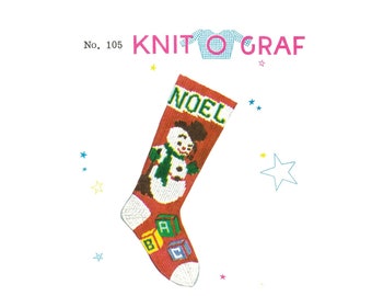 PDF Knit-O-Graf #105 Snowman Stocking! Print at Home!