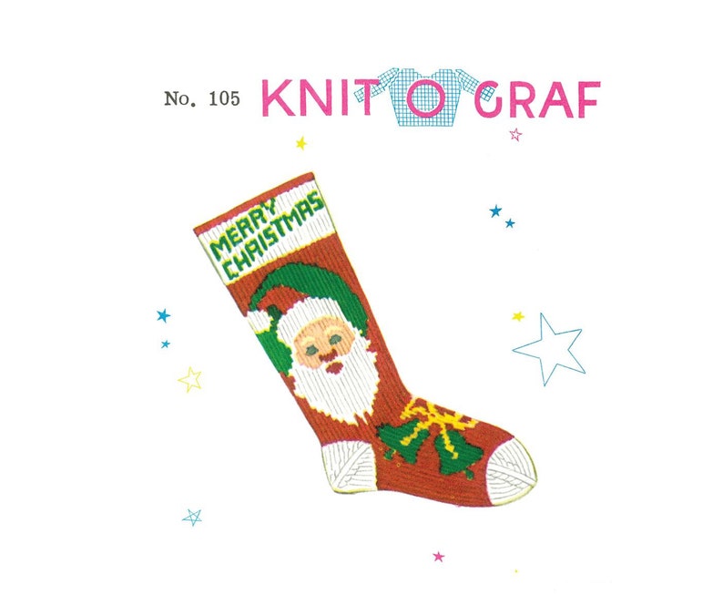 PDF Knit-O-Graf Santa Stocking 105 Print at Home | Etsy