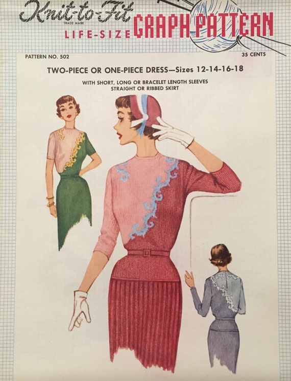 Very Rare! Knit-to-fit #502 Vintage Chic 1950s Womens Sweater