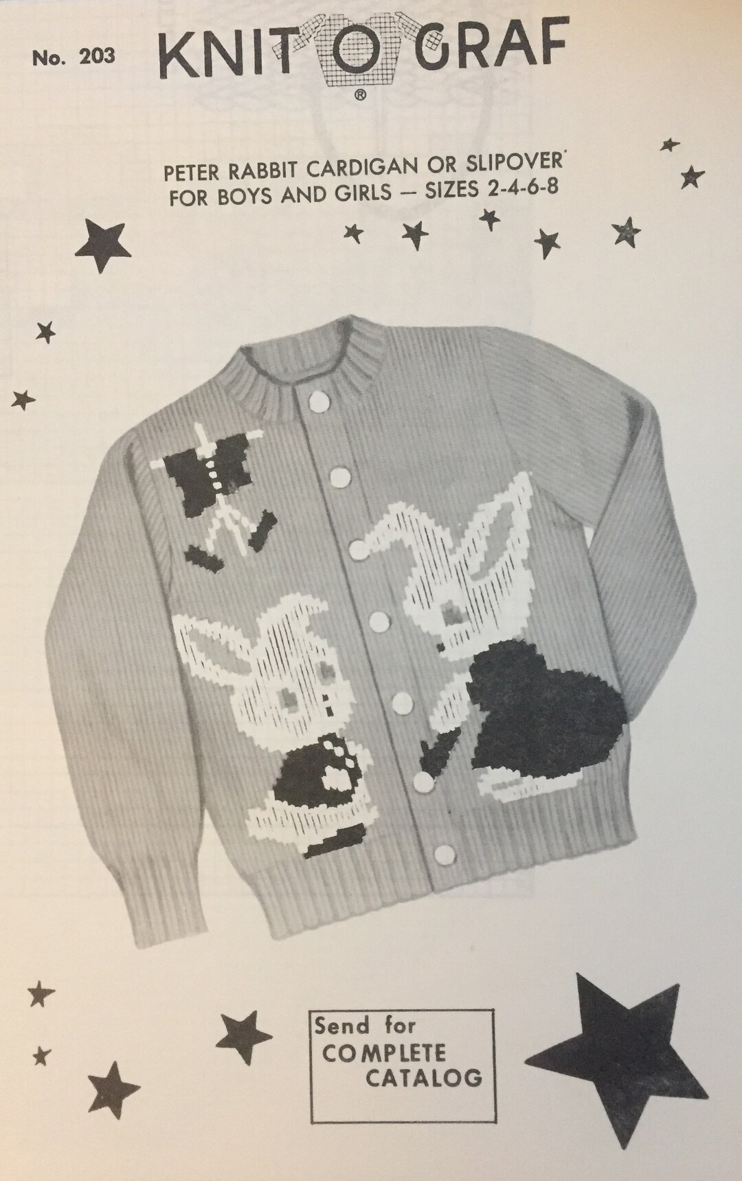 Knit-o-graf #203 Peter Rabbit Vintage Cardigan Sweater Pattern! (sold ...