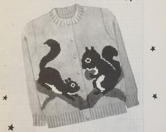 Knit-O-Graf #232 Vintage Squirrel Sweater Knitting Pattern! (sold by owner)