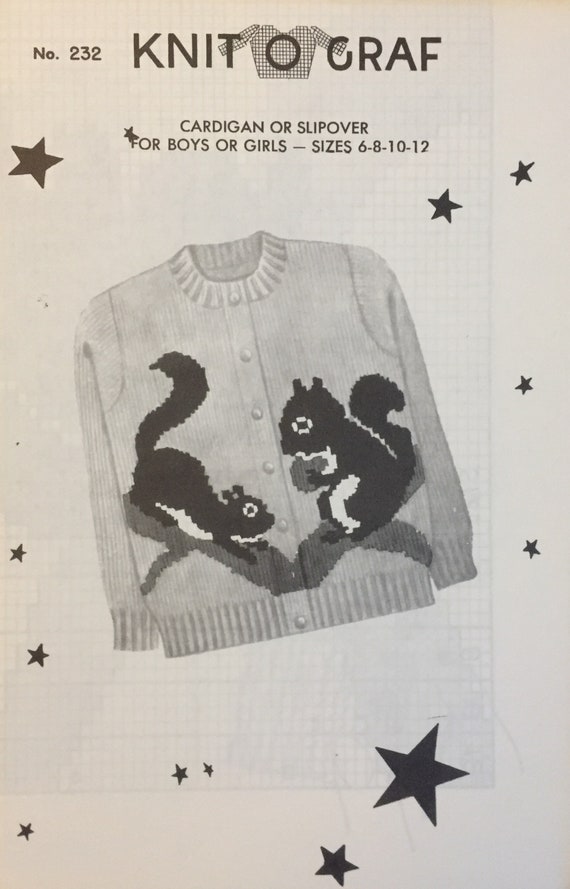 Knit O Graf #232 Vintage Squirrel Sweater Knitting Pattern! (sold by owner) Knit O Graf #232 Vintage Squirrel Sweater Knitting Pattern! (sold by owner)