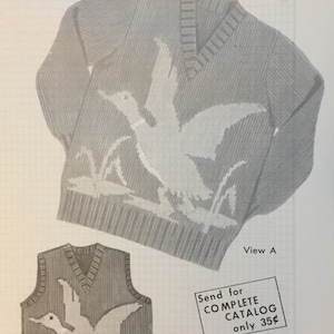 Knit-O-Graf #212 Vintage Duck Teen Slipover Sweater Pattern! (sold by owner)
