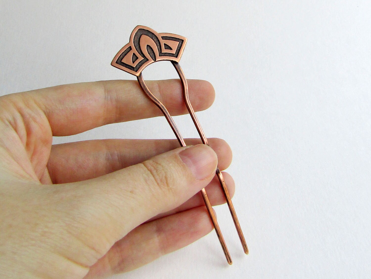 Ornate Patinated Copper Hair Fork with an Old Bookish Etsy