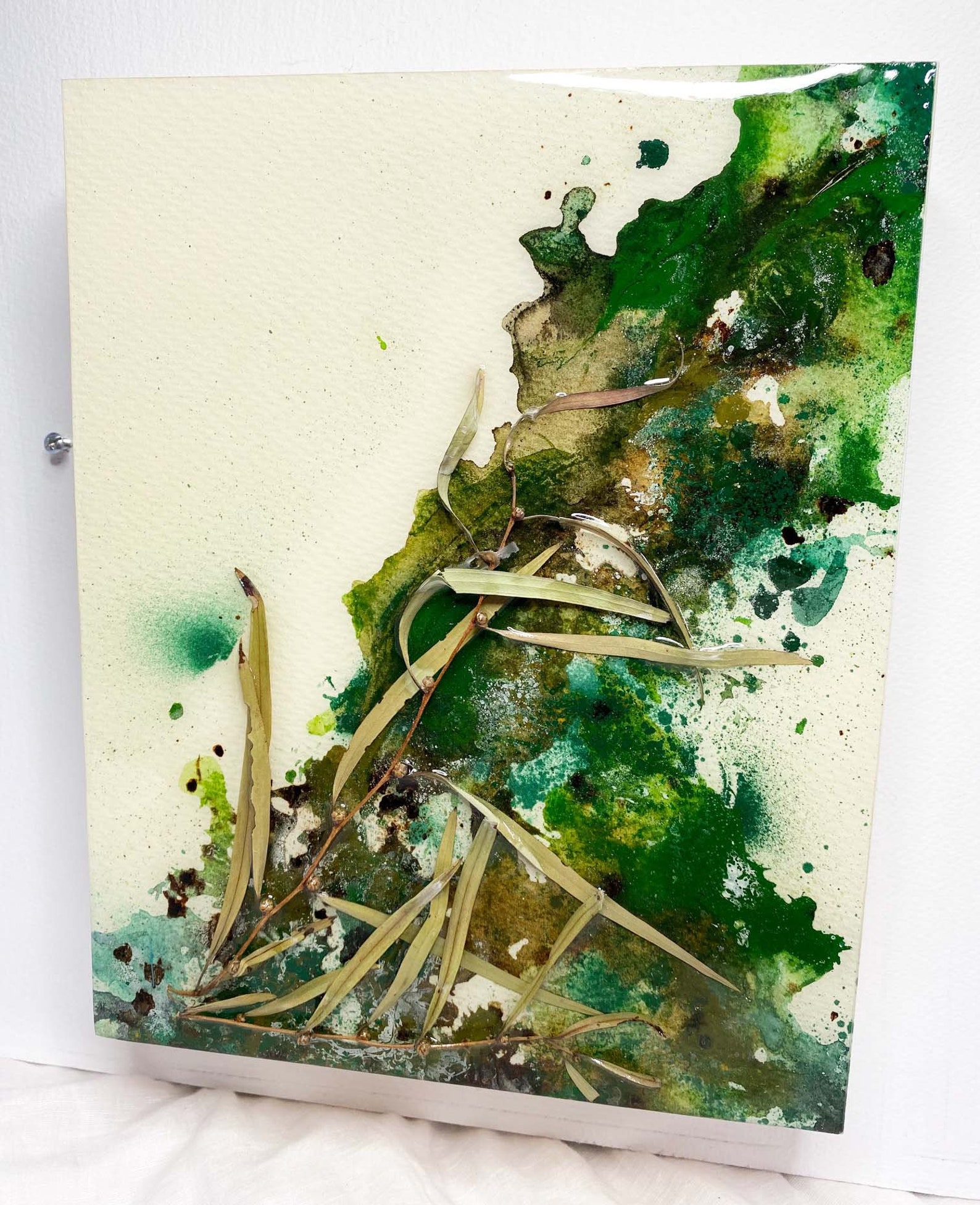 Resin Set Original Artwork With Leaf Detail on Wooden Art Board. Etsy