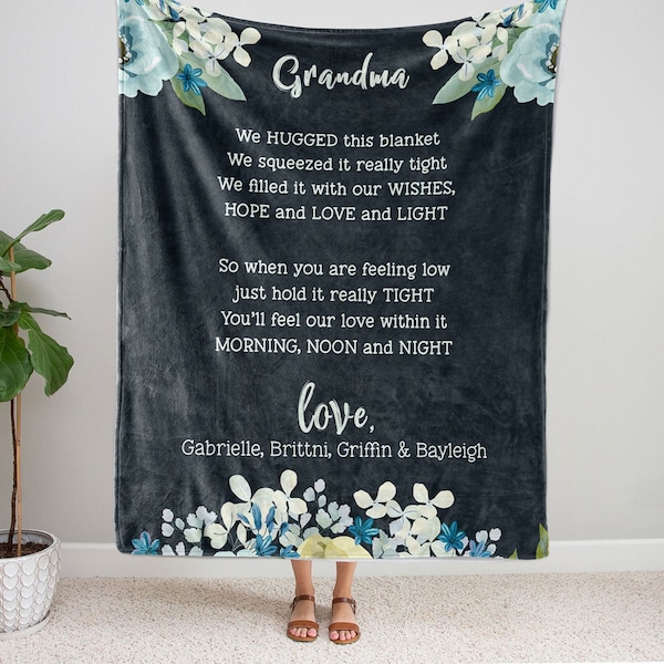 Grandma Blanket, Personalized Blanket for Grandma, We Hugged This Blanket, Mimi Nana Blanket, Mothers Day Gift