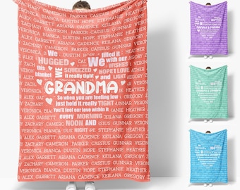 Grandma Blanket With Names, Personalized Grandma Blanket, Custom Blanket For Grandma, Custom Grandparent Blanket, Gift for Grandma