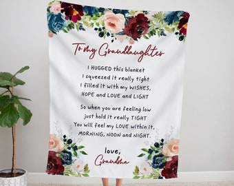 Personalized Granddaughter Blanket, To My Granddaughter Blanket, Gifts for Granddaughter, Floral Granddaughter Gift, Personalized Blanket