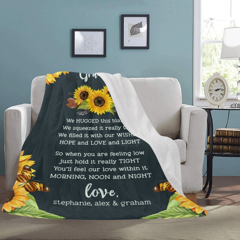 Personalized Sunflower Grandma Blanket Sunflower Blanket Etsy Canada