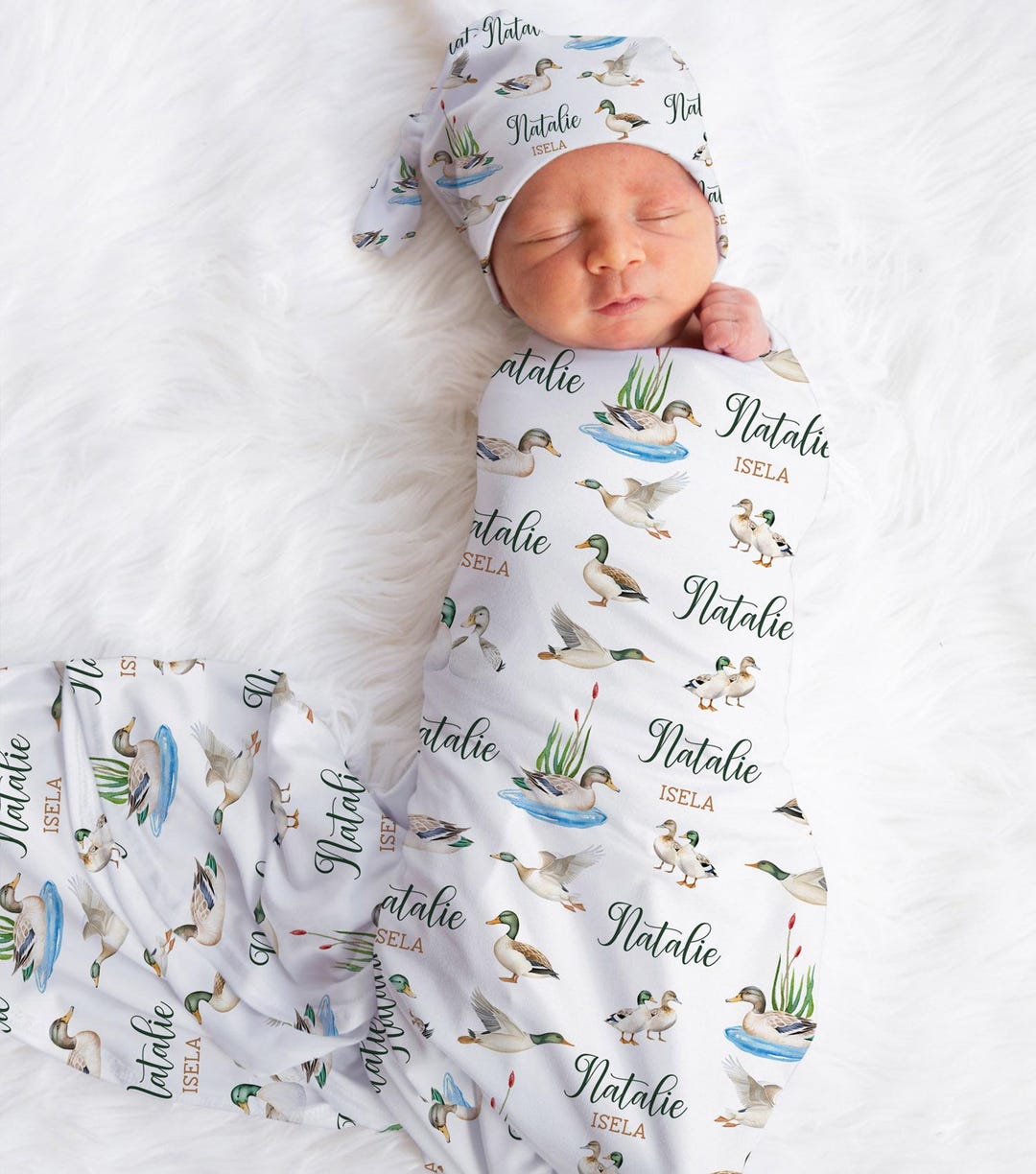 [Mud Pie] Mallard Swaddle and Rattle Set