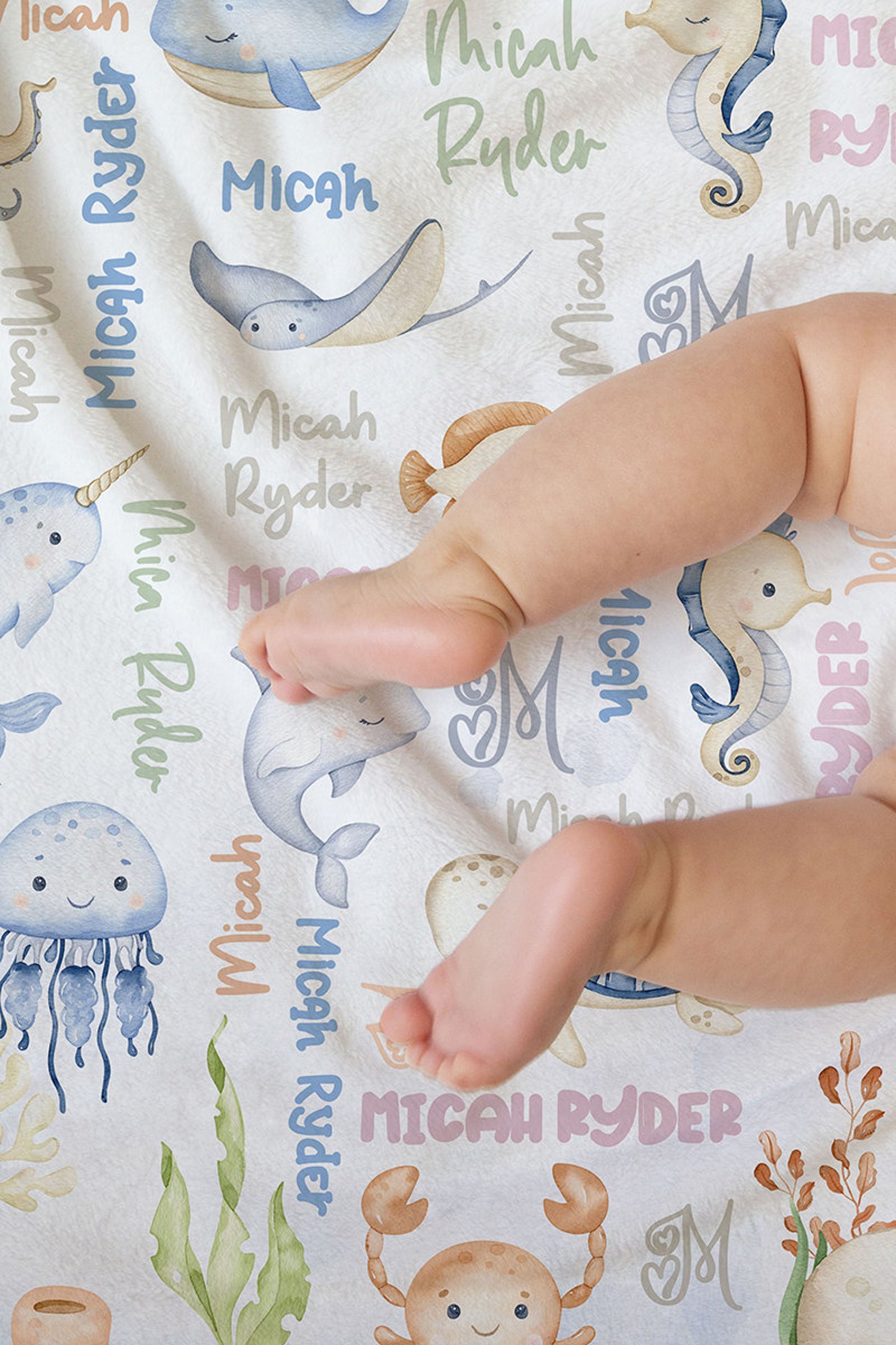 Sea Animals Baby Blanket Personalized Ocean Animals Blanket - Etsy