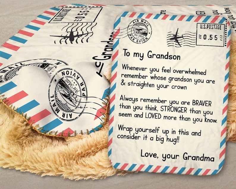 Grandson Blanket Grandma Envelope Letter Blanket Long Etsy