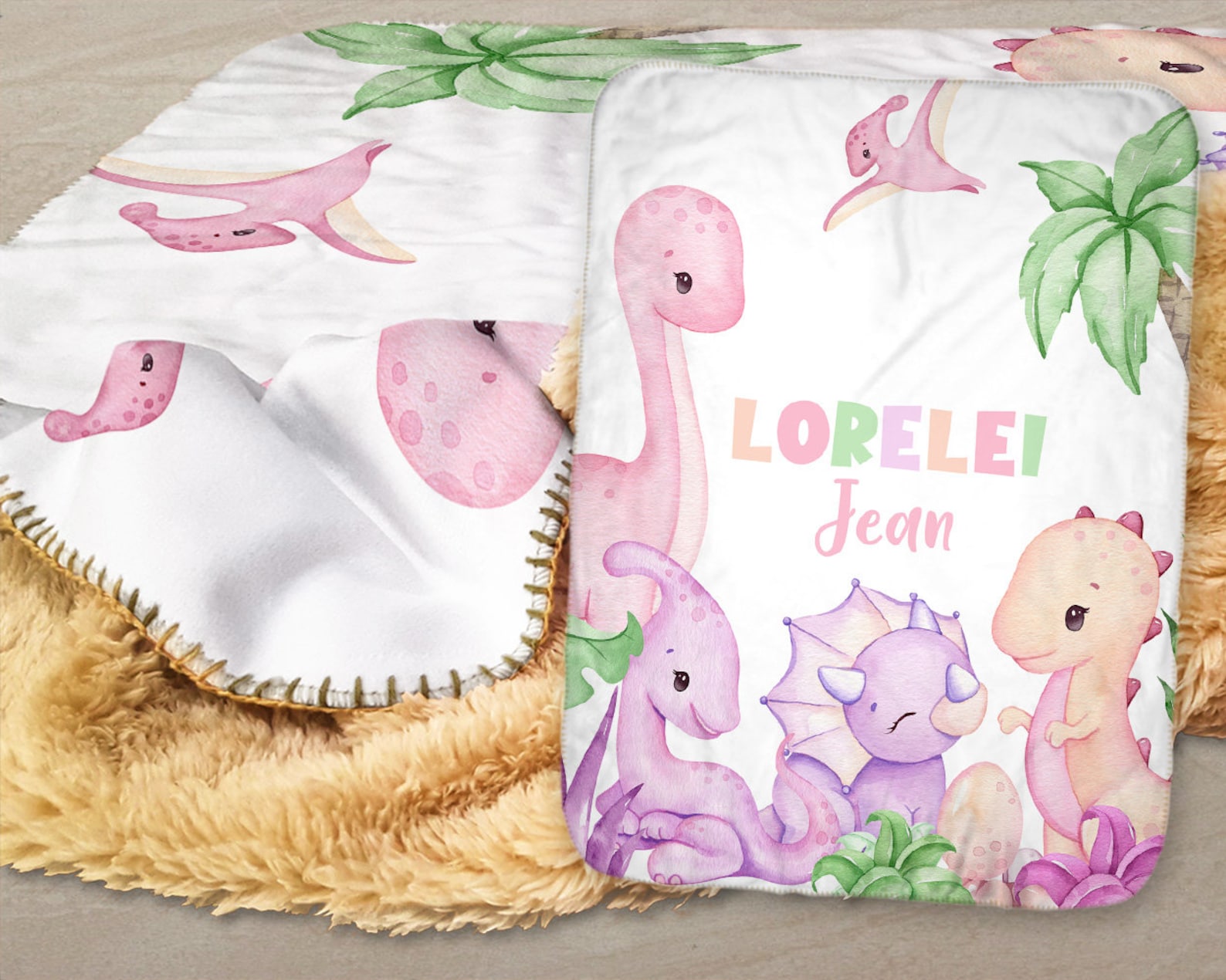 Pink Dinosaur Baby Blanket Personalized Baby Girl Blanket Etsy