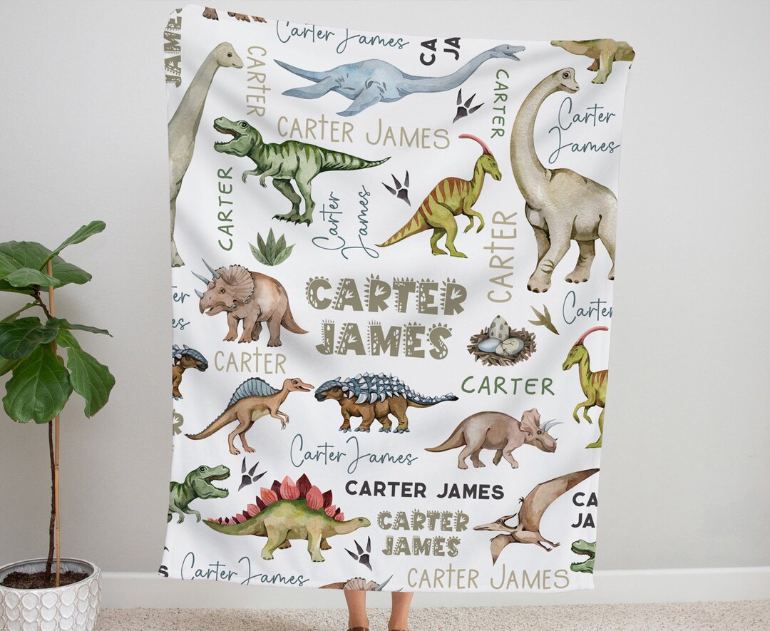 Dinosaur Baby Blanket, Personalized Dinosaur Blanket, Dinosaur Nursery