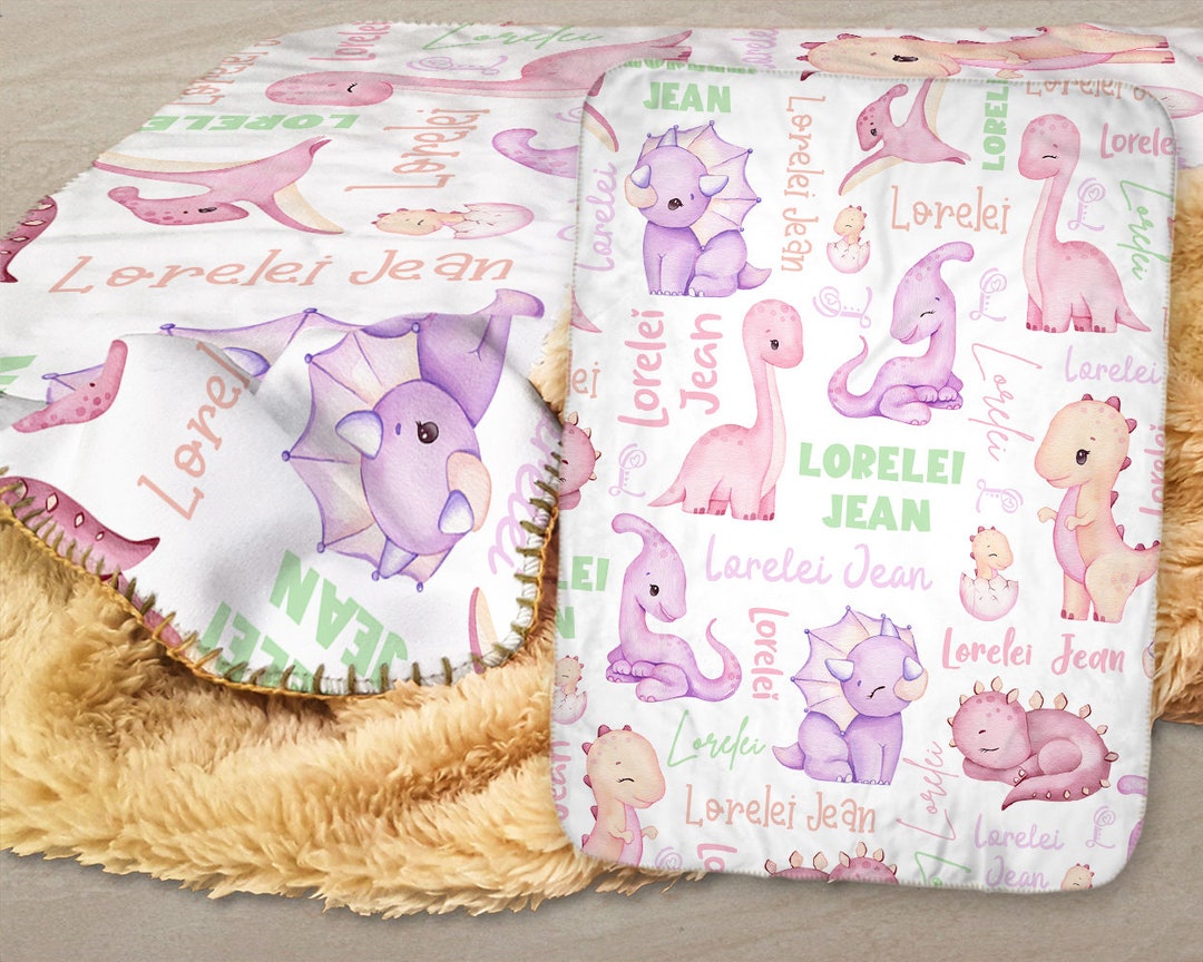 Baby Girl Dinosaur Blanket Personalized Dinosaur Blanket for Etsy