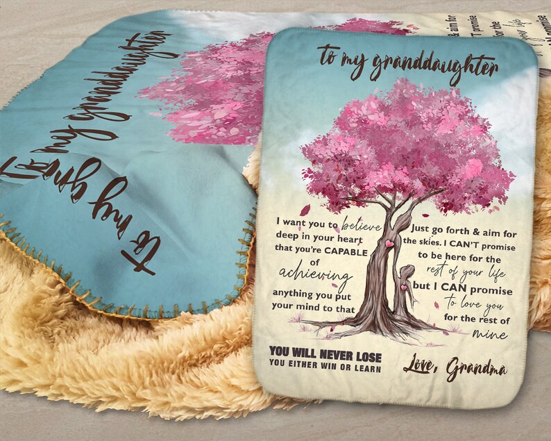 Granddaughter Blanket Sakura Tree Blanket Grandma Loves You Etsy