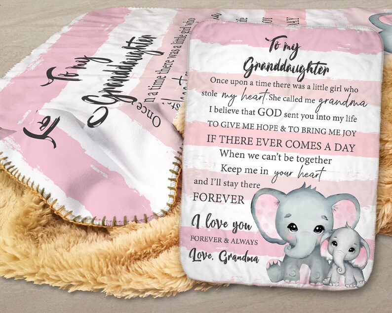 Granddaughter Blanket Personalized Elephants Grandma Blanket Etsy