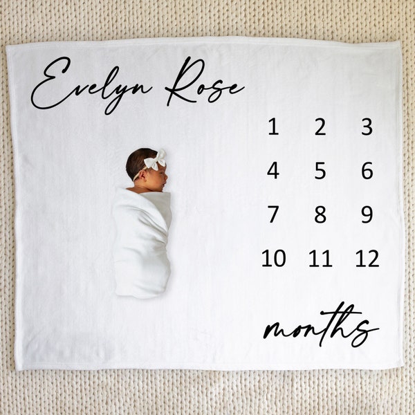 Minimalist Milestone Baby Blanket Personalized Baby Blanket Minimalist Monthly Baby Blanket New Mom Baby Shower Gift  New Baby Blanket