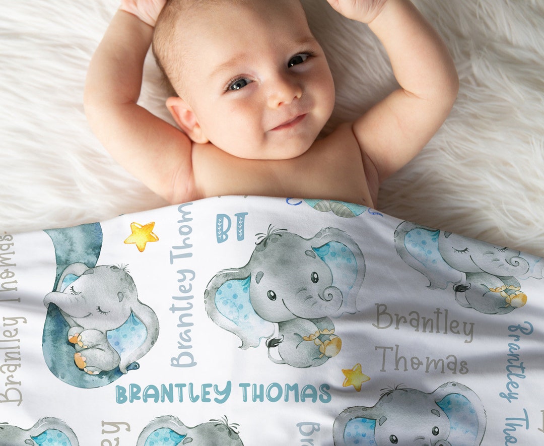 Preemie Baby Elephant Receiving Blanket main image 1