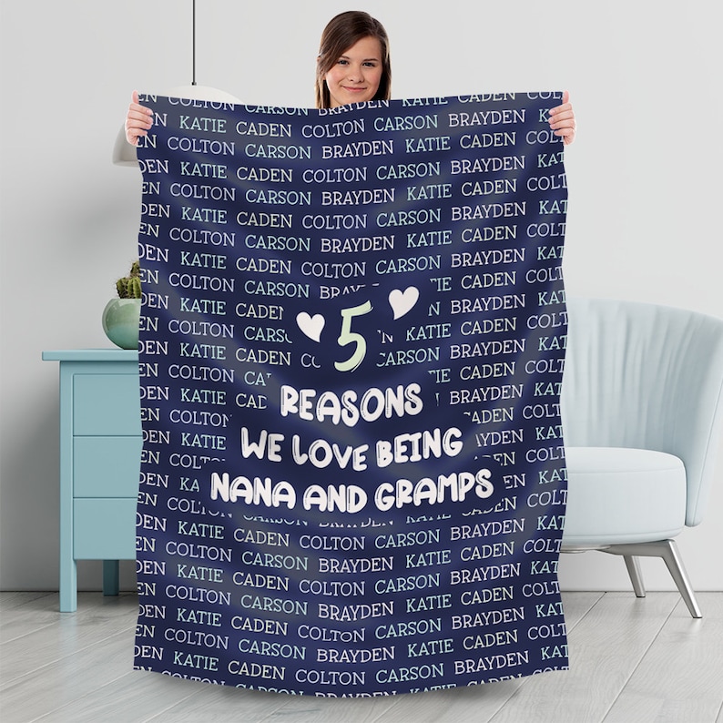 Personalized Grandma Blanket Grandkids Names Blanket Custom Etsy