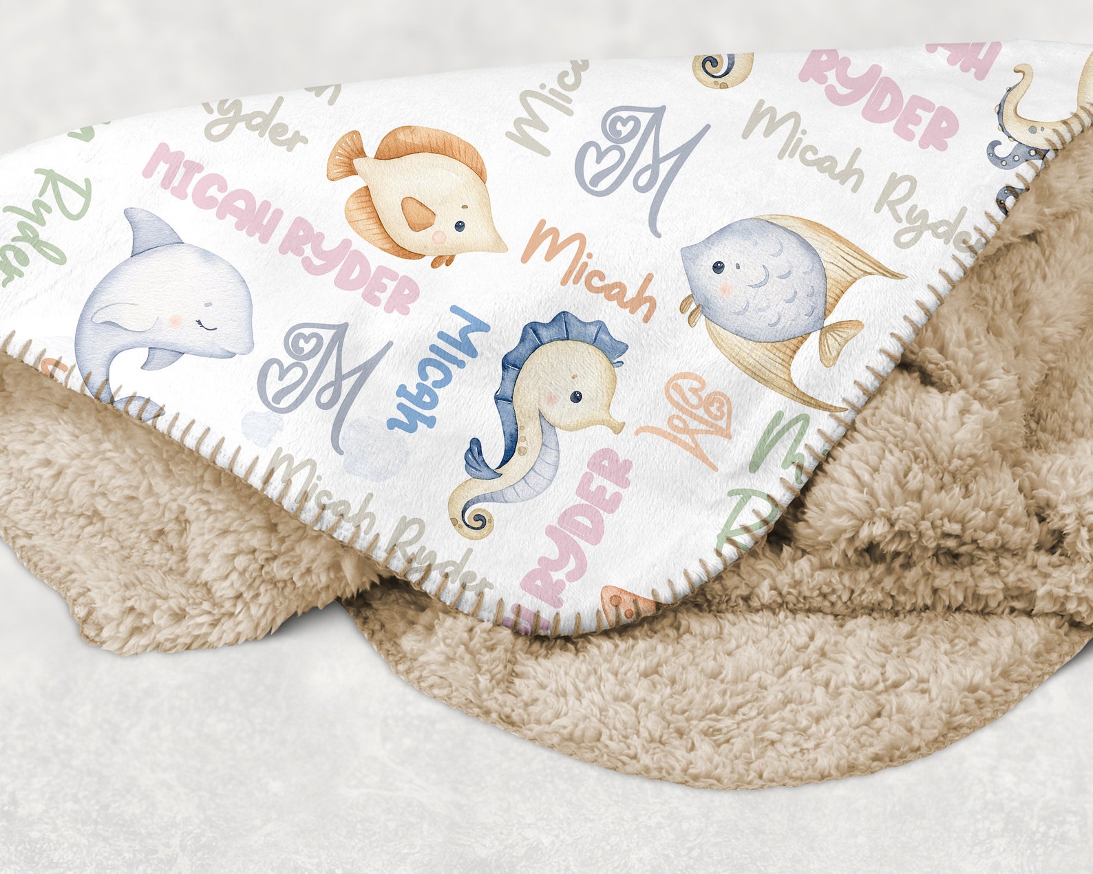Sea Animals Baby Blanket Personalized Ocean Animals Blanket - Etsy