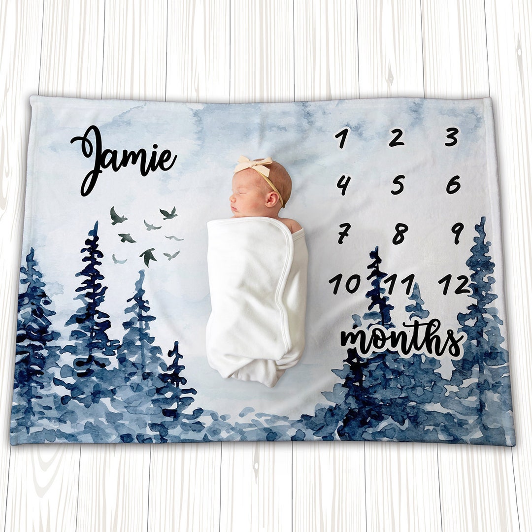 Forest Milestone Blanket, Baby Boy Girl Milestone Blanket, Baby Age ...