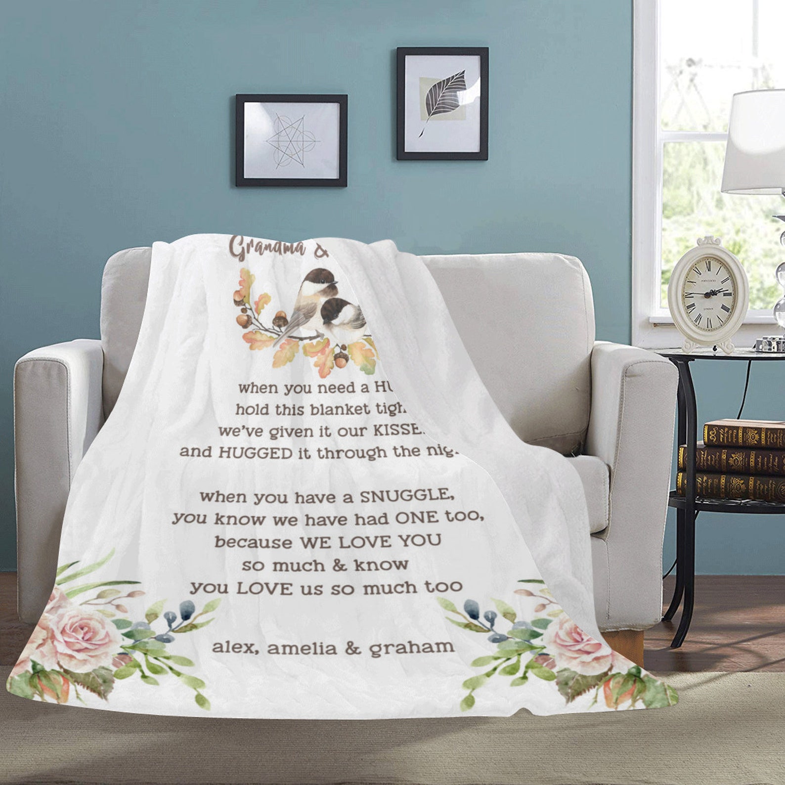 Personalized Grandparent Blanket Grandma Grandpa Blanket Etsy