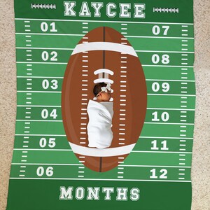 Football Milestone Blanket, Baby Milestone Blanket, Baby Boy Milestone Blanket, Personalized Monthly Baby Blanket, Sport Milestone Blanket