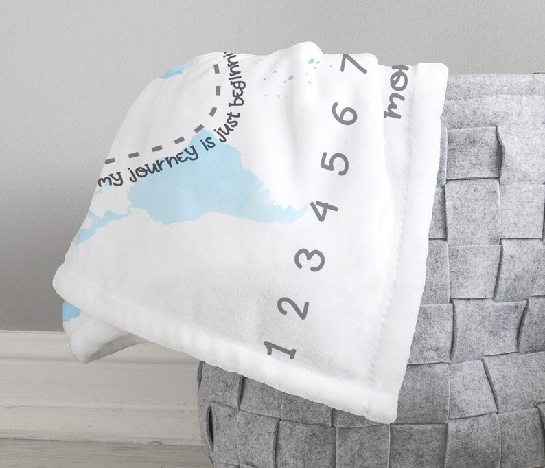 World Map Milestone Blanket Personalized Adventure Baby Etsy