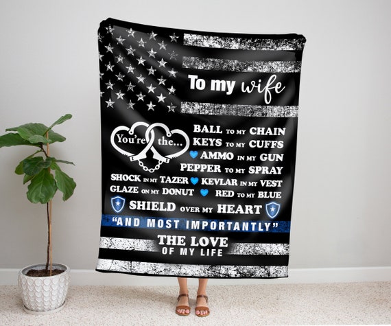Police Wife Blanket, Police Officer Gift, Gift for Police Wife, Police Flag Blanket, Patriotic Blanket