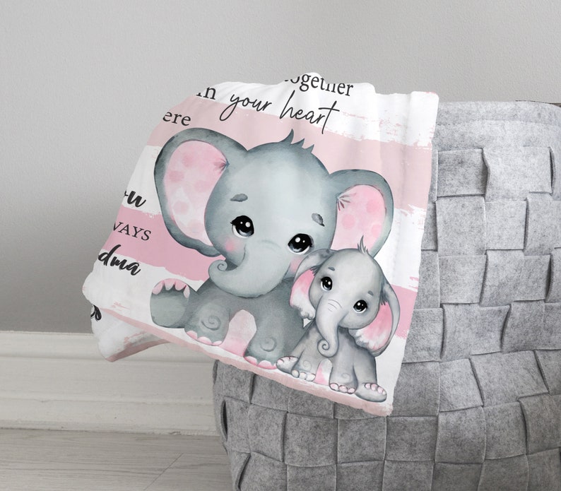 Granddaughter Blanket Personalized Elephants Grandma Blanket Etsy