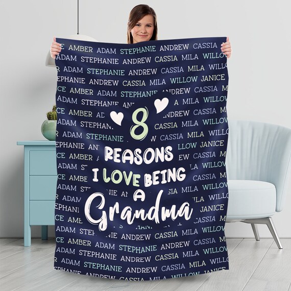 Personalized Grandma Blanket Grandkids Names Blanket Custom Etsy