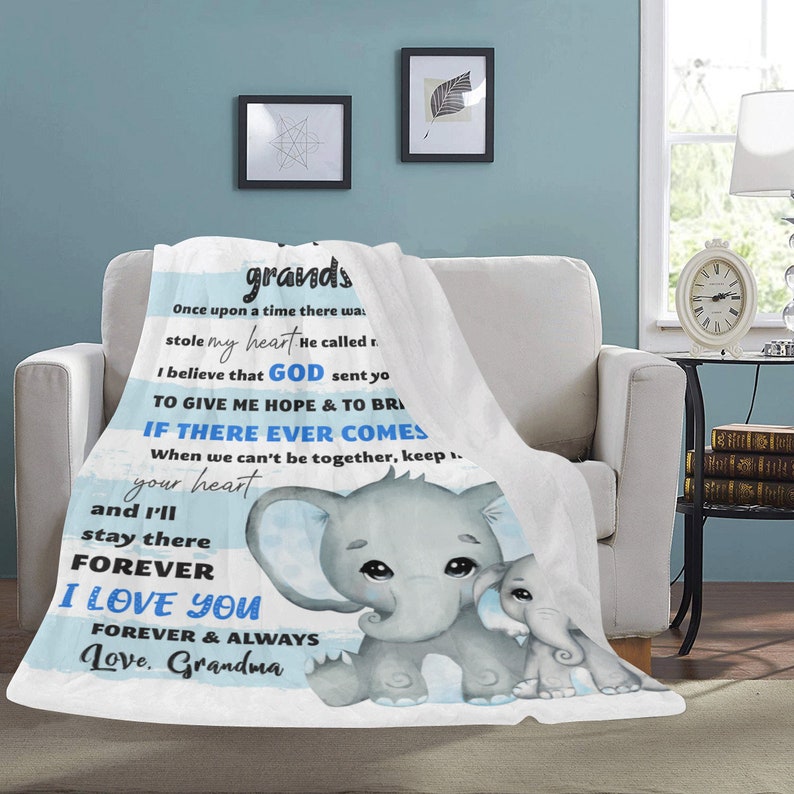 Grandson Blanket Personalized Elephants Blanket Grandma to Etsy