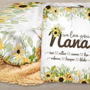 Personalized Sunflower Nana Blanket, Floral Grandma Blanket, Grandmother Blanket Personalized, Mom Grandma Blanket, Mother's Day Blanket image 5