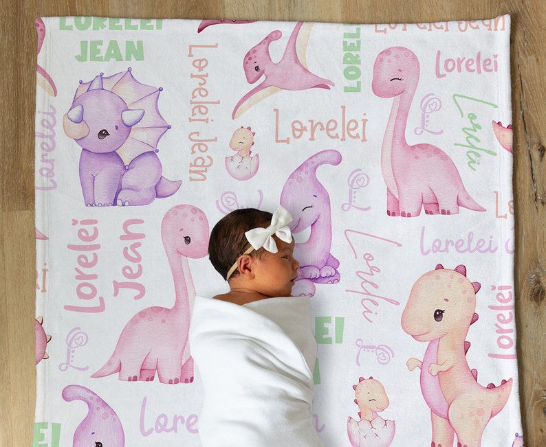 Baby Girl Dinosaur Blanket Personalized Dinosaur Blanket for Etsy