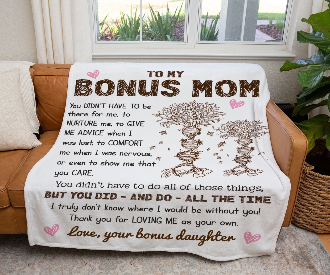 Bonus Mom Blanket Gift, Stepmom Blanket from Stepdaughter Stepson, Step Mom  Thro