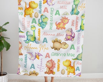 Dinosaur Baby Blanket, Personalized Dinosaur Blanket, Dino Baby Shower Blanket, Dinosaur Baby Shower Gift, Dinosaur Newborn Name Blanket