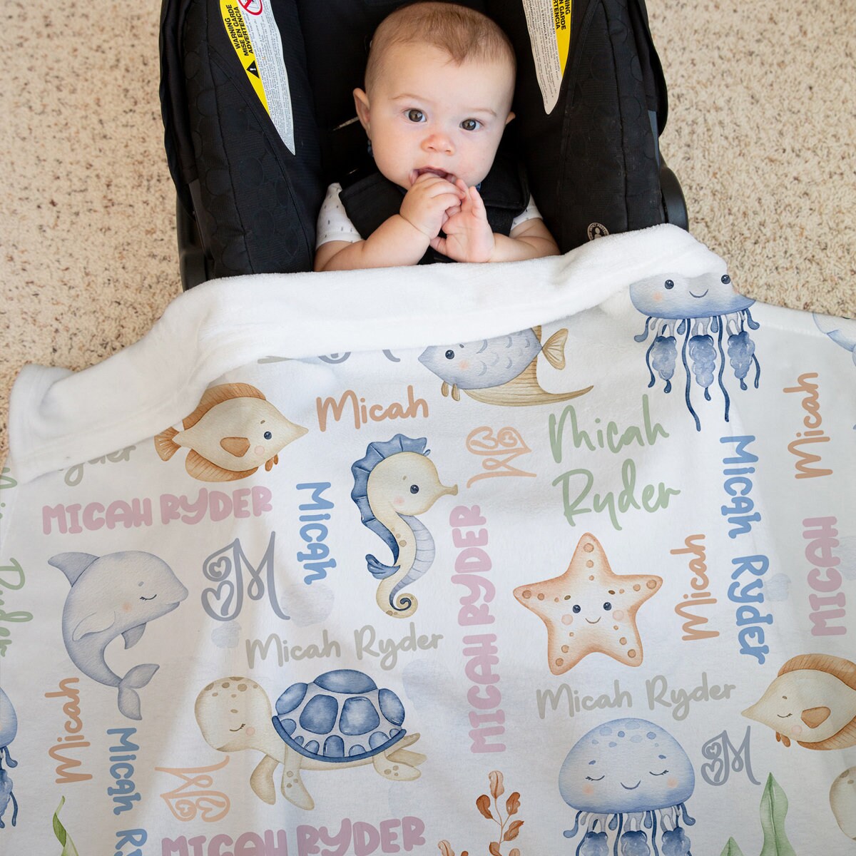 Sea Animals Baby Blanket Personalized Ocean Animals Blanket - Etsy