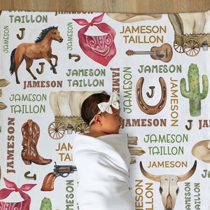 Personalized Cowboy Baby Blanket, Custom Western Baby Boy Name Blanket, Newborn Baby Cowboy, Western Cowboy Nursery Gift, Cowboy Baby Shower