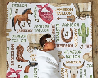 Personalized Cowboy Baby Blanket, Custom Western Baby Boy Name Blanket, Newborn Baby Cowboy, Western Cowboy Nursery Gift, Cowboy Baby Shower