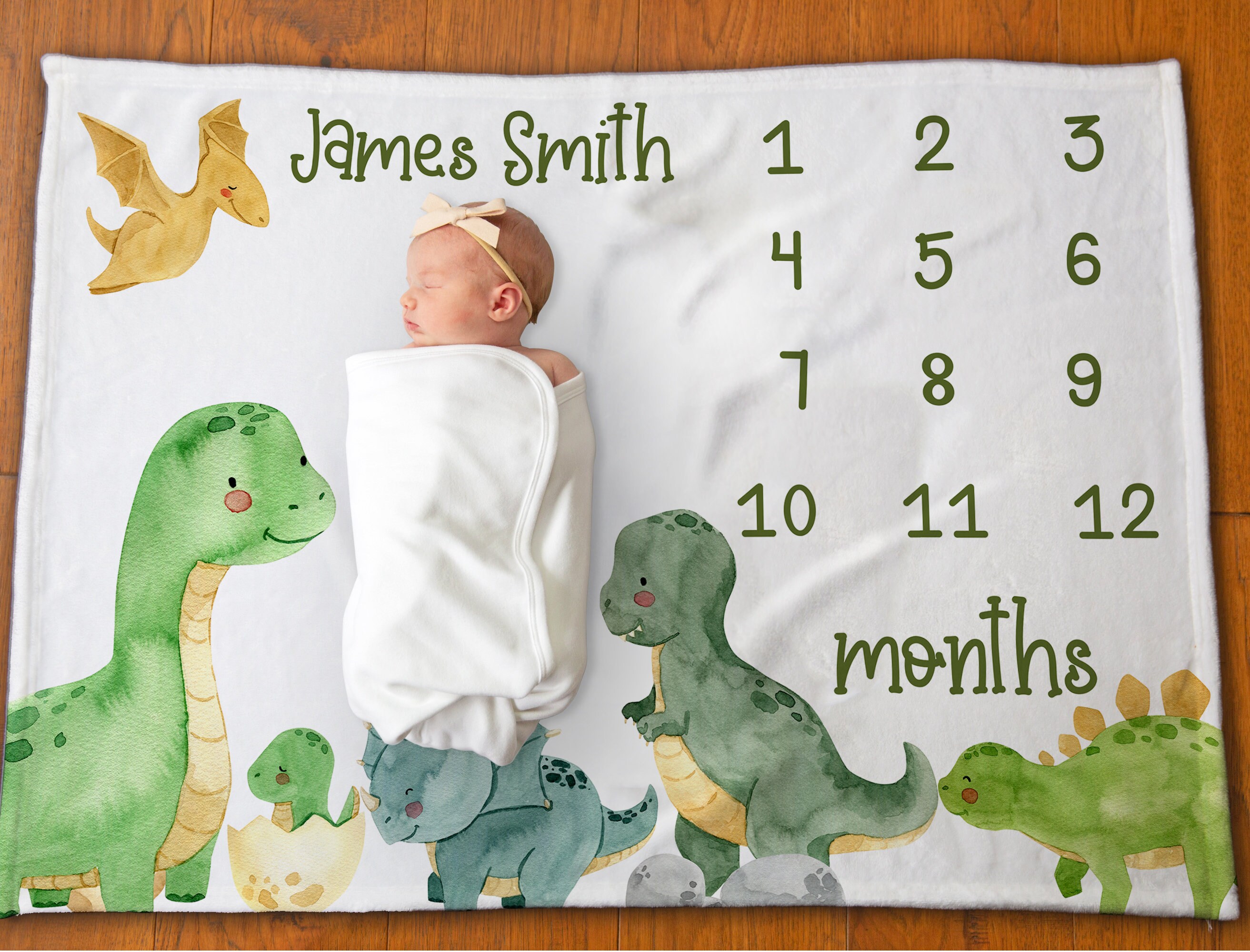 Dinosaur Milestone Blanket Dino Baby Milestone Blanket Etsy UK