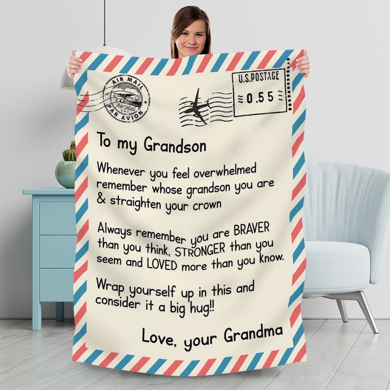 Grandson Blanket Grandma Envelope Letter Blanket Long Etsy