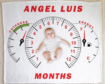 Race Car Milestone Blanket, Baby Boy Milestone Blanket, Speedometer Nursery Decor, Personalized Monthly Baby Blanket, Racing Blanket