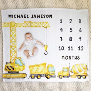 Couverture personnalisée pour une étape importante de la construction : accessoire photo pour bébé, minky ou sherpa