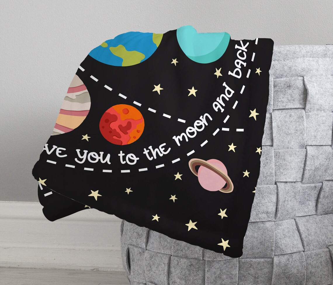 Outer Space Milestone Blanket Personalized Baby Blanket Baby Etsy