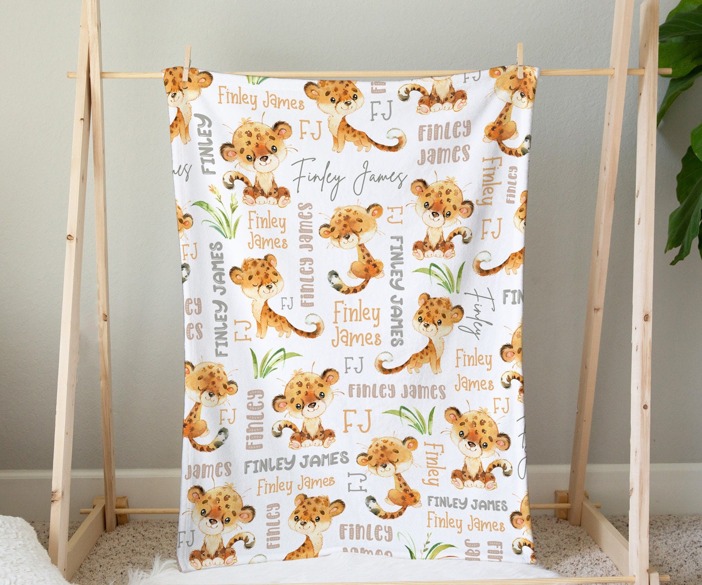 Cheetah Baby Blanket Personalized Baby Boy Blanket Safari Etsy