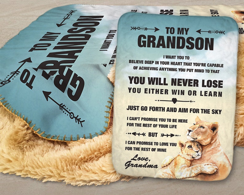 Grandson Blanket Personalized Lions Blanket Grandma To Etsy