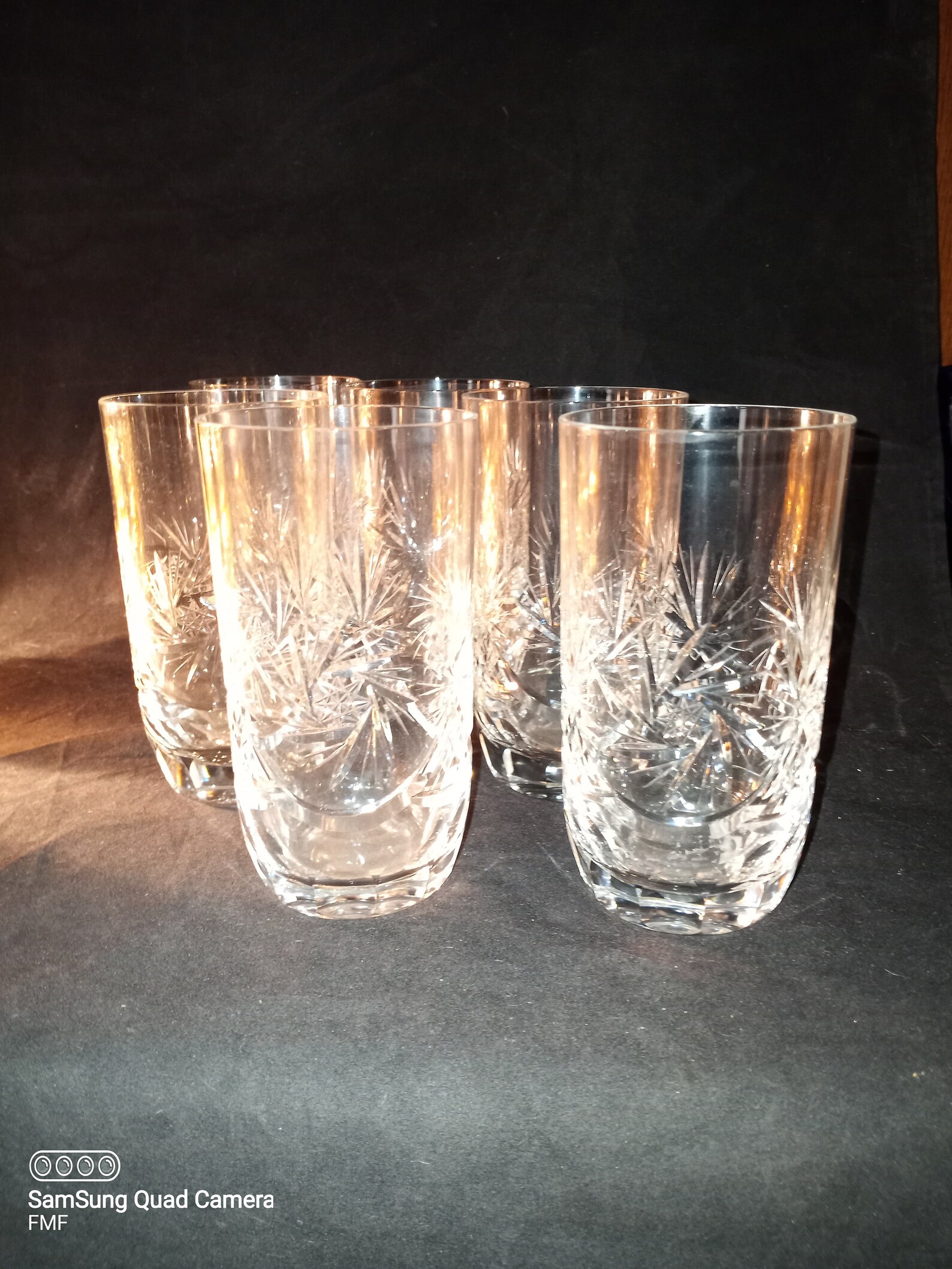 Set of 5 Cut Crystal Drinking Glasses. Pinwheel Solar Star Etsy